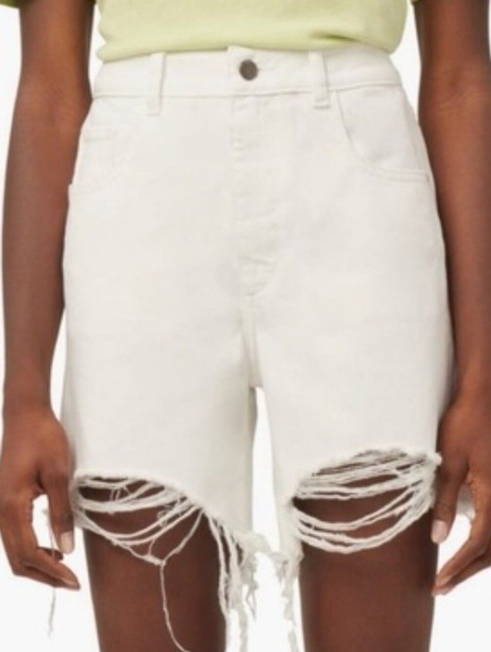 DL1961 White High-Rise Distressed Denim Shorts- Brand New Near Worn Over 65% Off